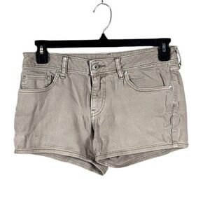 UNI QLO Womens Jean Shorts Size 12 Preppy Granola Y2K Low Rise Festival Tan